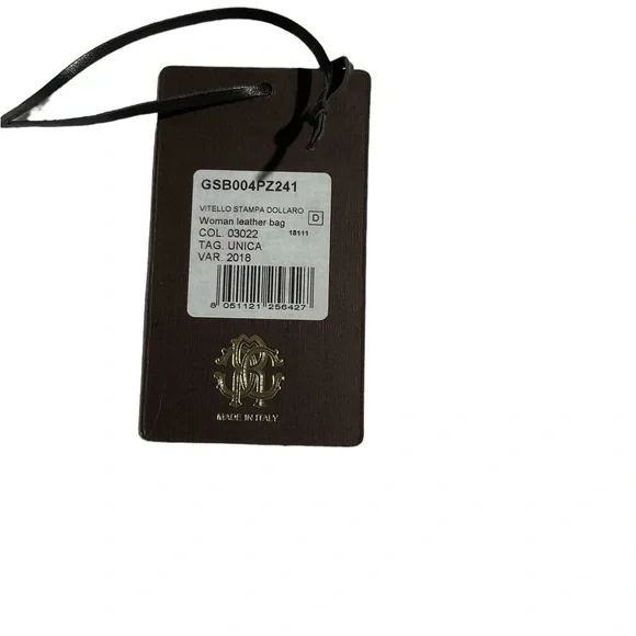 Roberto Cavalli Women’s Double Leather Handle Pebbled Blue Handbag - Picture 13 of 16